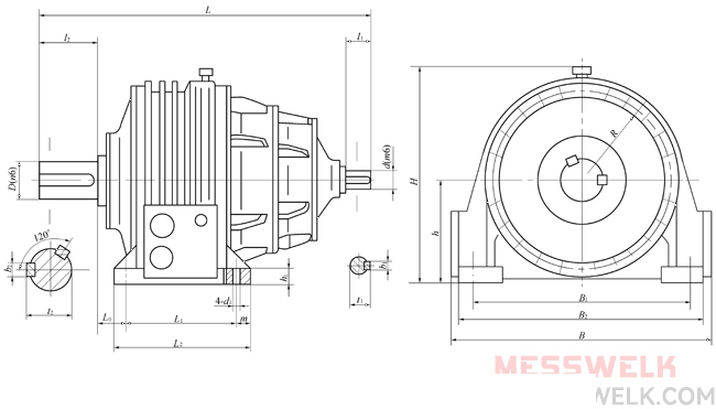 NCD型行星齿轮减速机外形及安装尺寸