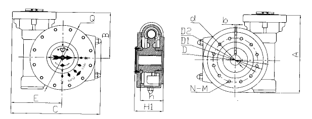QDX3-D系列部分回转型阀门电动装置外形及安装尺寸(图1)