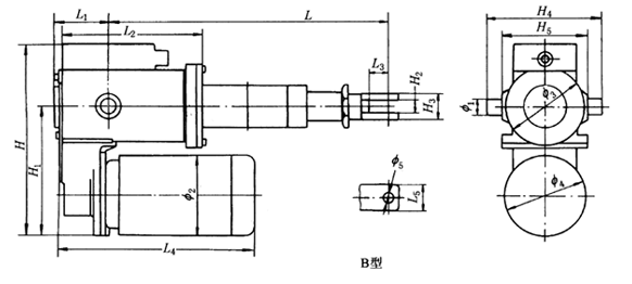 DG型电动推杆B型外形尺寸