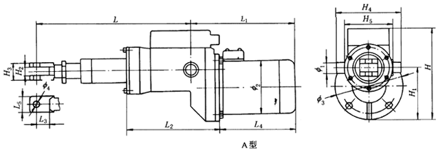 DG型电动推杆A型外形尺寸