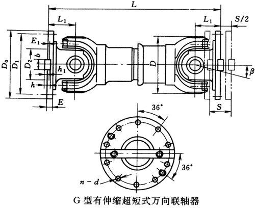 G型有伸缩超短式万向联轴器（JB/T3241-91）