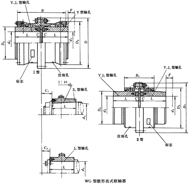 WG型鼓形齿式联轴器外形及安装尺寸(JB/ZQ4186-97)(图1) WG型鼓形齿式联轴器外形及安装尺寸(JB/ZQ4186-97)(图1)
