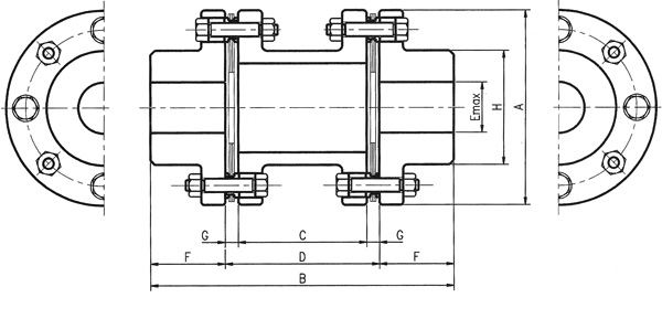 T81系列钢片式挠性联轴器技术参数及外形安装尺寸