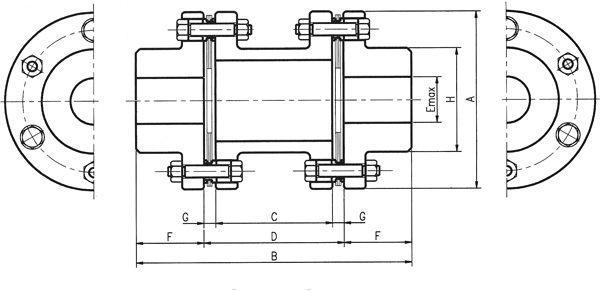 T61系列钢片式挠性联轴器技术参数及外形安装尺寸