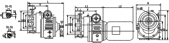 MBL(F)―C、MBL(F)Y―C基型配一级齿轮型法兰式(图1) MBL(F)―C、MBL(F)Y―C基型配一级齿轮型法兰式(图1)