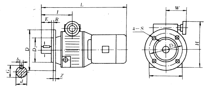 XB系列钢球无级变速机规格型号的外形及安装尺寸(图1) XB系列钢球无级变速机规格型号的外形及安装尺寸(图1)