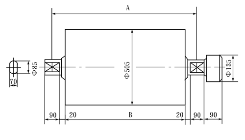 TJ型电动滚筒的技术规格参数（直径500～630mm）(图2)
