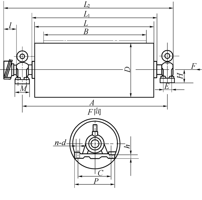 BYD型摆线针轮油冷式电动滚筒外形及安装尺寸图(图1)