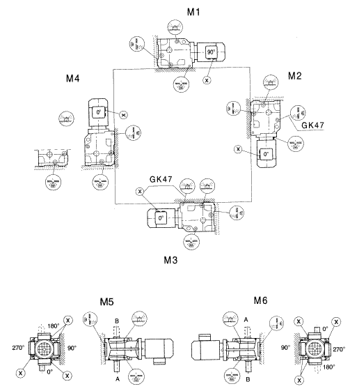 GK37-157/GKAB47-107斜齿轮弧齿锥齿轮减速电机安装形式图(图1)
