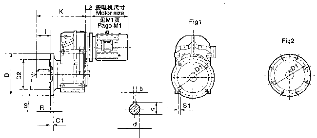 MPF37、MPF47、MPF57、MPF67、MPF77、MPF87、MPF97、MPF107、MPF127、MPF157、系列平等轴齿轮减速机的安装尺寸