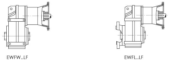 EWF系列平行轴斜齿轮减速机输入方式尺寸图表(图1)