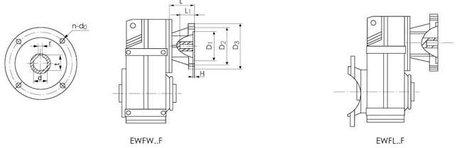 EWF37、EWF47、EWF67、EWF77、EWF87、EWF97、EWF107、EWF127、EWF157、平行轴斜齿轮减速机输入方式尺寸图表(图2) EWF37、EWF47、EWF67、EWF77、EWF87、EWF97、EWF107、EWF127、EWF157、平行轴斜齿轮减速机输入方式尺寸图表(图2)