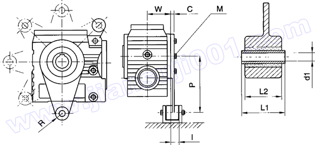 WS系列圆柱蜗杆减速电机安装尺寸（WSAT37-WSAT97）(图1)