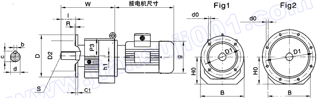 WR系列斜齿轮硬齿面减速机安装尺寸（WRF17-WRF167）(图1)