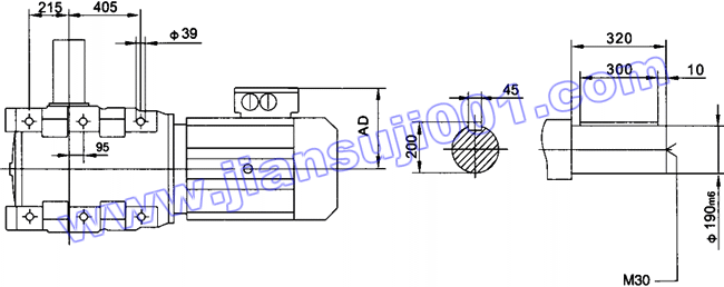 JRTK斜齿轮――伞齿轮减速机电机安装尺寸(JRTK187..)(图1)