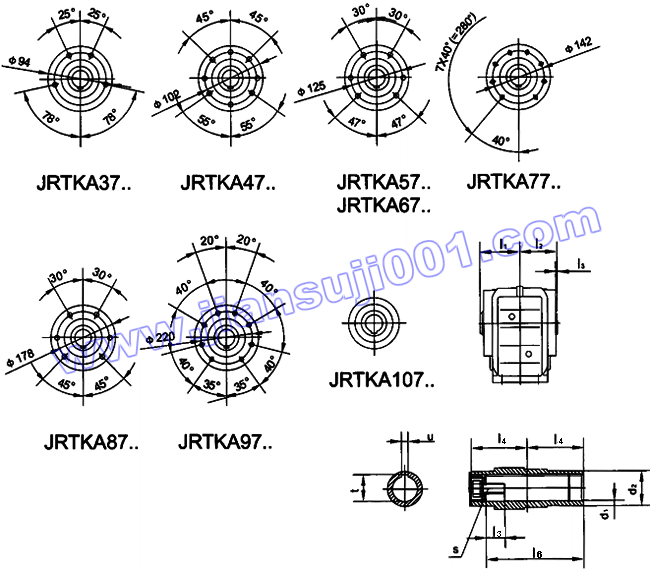 JRTK斜齿轮――伞齿轮减速机电机安装尺寸(JRTKA37..~JRTKA107..(图2) JRTK斜齿轮――伞齿轮减速机电机安装尺寸(JRTKA37..~JRTKA107..(图2)