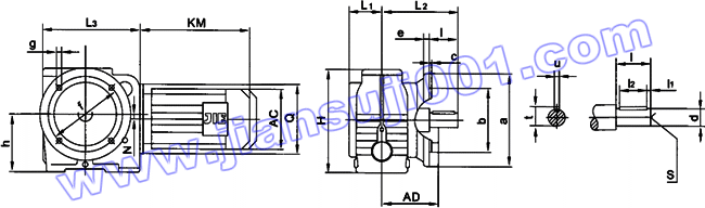 JRTS斜齿轮――蜗轮蜗杆减速电机安装尺寸(JRTSF47..~JRTSF97..,JRTSAF47..~JRTSAF97..)(图1) JRTS斜齿轮――蜗轮蜗杆减速电机安装尺寸(JRTSF47..~JRTSF97..,JRTSAF47..~JRTSAF97..)(图1)