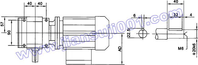 JRTS斜齿轮――蜗轮蜗杆减速电机安装尺寸（JRTS37..）(图2)