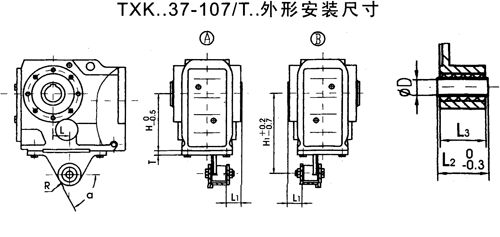TXK..37/T-TXK..157/T型斜齿轮-锥齿轮减速电机外形及安装尺寸