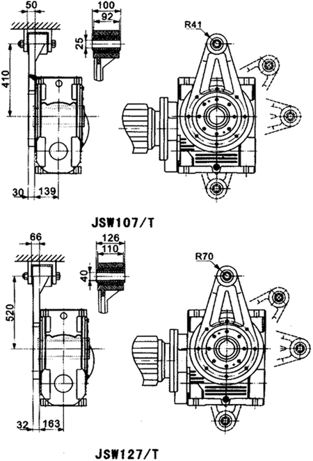 JS系列斜齿轮―蜗轮减速机外形安装尺寸图