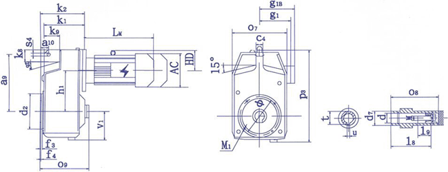 QSP系列齿轮减速三相异步电动机安装及外形尺寸(图1)