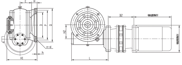 JC型滚轮架专用减速机外型及安装尺寸(图1)