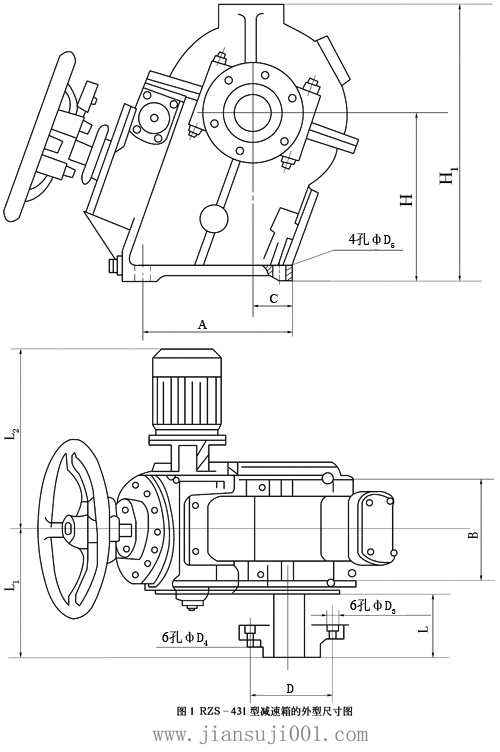 中频电炉用系列减速机外形尺寸（RZS431）