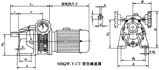 MBQW-Y-CT型变减速机主要尺寸Q/ZTB01-2001