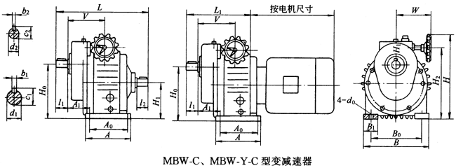 MBW-C、MBW-Y-C型变减速机主要尺寸