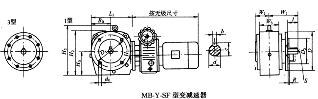 MB-Y-SF型变减速机的外形及主要尺寸(图1)