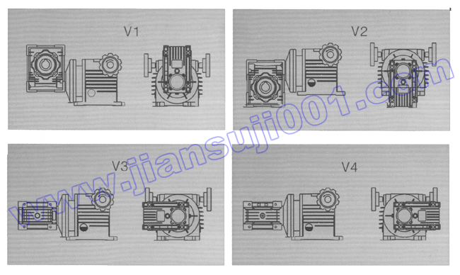 DMB无级变速器配Wj蜗轮减速机安装方位示例图
